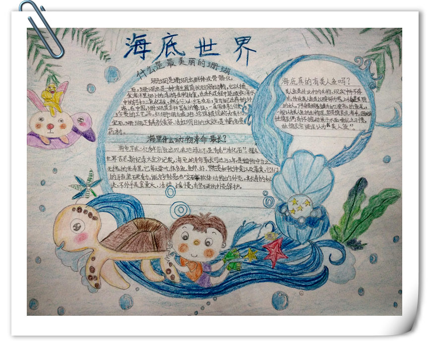 2016年秋季学期转瞬即逝,回顾这一学期,公兴小学三年级五班的孩子们在语文老师的带领下,有时是根据语文单元主题,有时是按照节日,有时是班级当中发生的一些小事,坚持每周办一次主题手抄报。 孩子们用他们稚嫩的画笔和青涩的语言诠释着他们眼中的文明世界、童话世界、海底世界、诗海等等。 通过这样的活动,孩子们从课外获取知识的能力提高了,收集课外知识的兴趣也越来越浓了,下面就一起来欣赏欣赏蒲公英中队孩子们的手抄报吧! (撰稿:张玉霞)