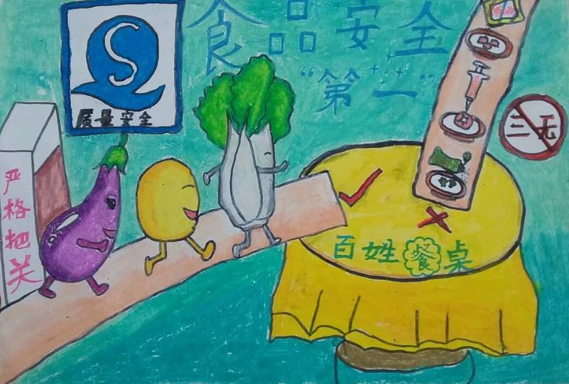 儿童画《食品安全第一》 双流区彭镇小学2.7班白翰林校级一等奖