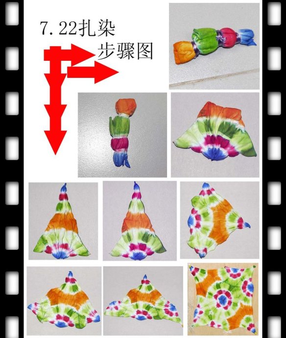 手工扎染的制作步骤: 1.
